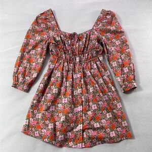 J Crew Puff Sleeve‎ Organic Cotton Dress 10 Floral Liberty Fabric Cinched Waist